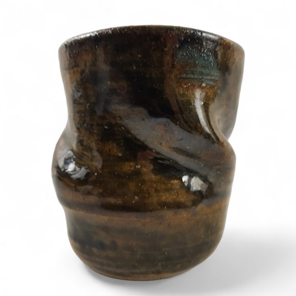 Abstract Sculptural Stoneware Studio Pottery Hand Thrown Glazed Vase Mug Vessel - Picture 4 of 10